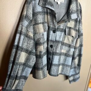 Brushed Plaid Women's Jacket with star detail